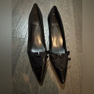 Stuart Weitzman Black Heels with Bow Accent